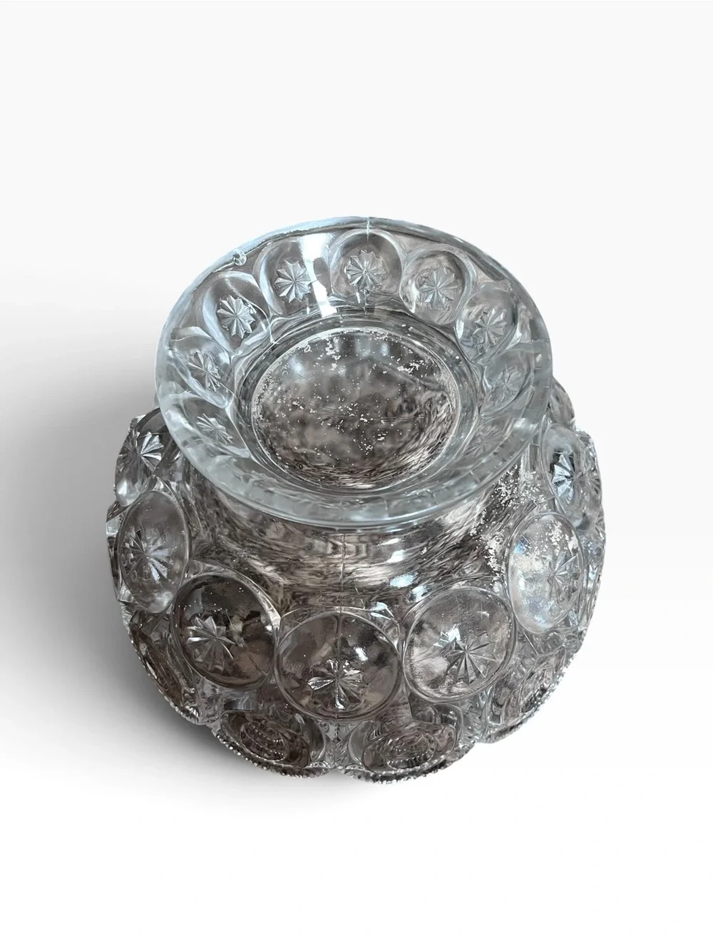 US Glass c. 1890 Moon and Stars EAPG Glass Candy Covered Compote Bowl w/ Lid